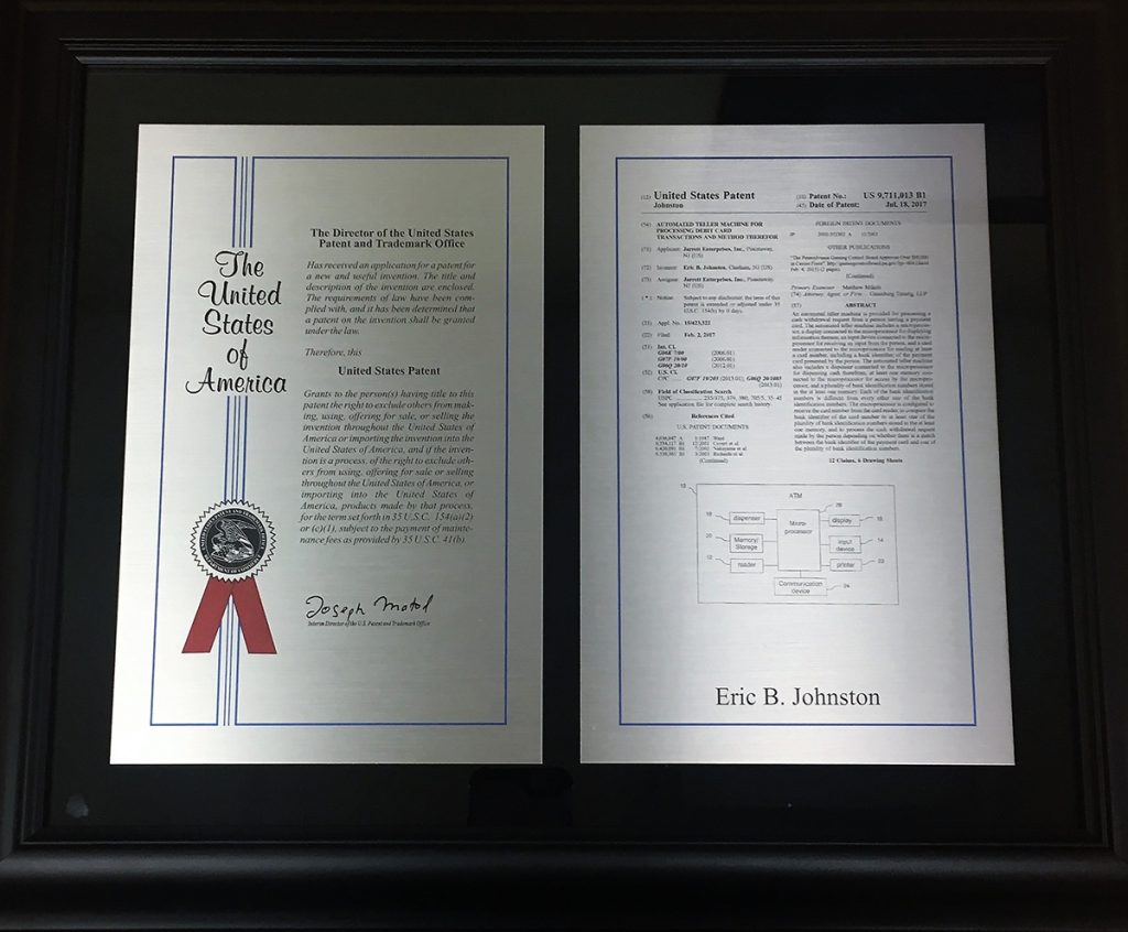 Image of Jarrett For Cash's new patent